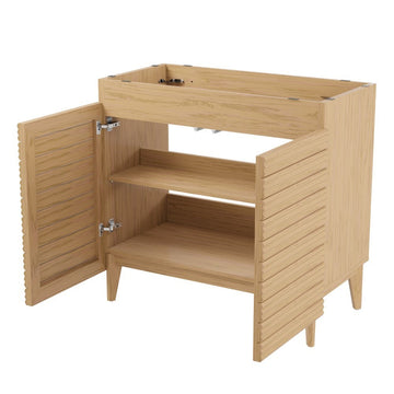 Calandre Thin Linear Slat Modern Farmhouse 2-Shelf Bath Vanity Cabinet Only (Sink Basin not Included)